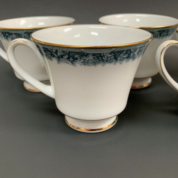 Noritake Legendary Edgerow Cups Blue White Gold Trim 4078 Lot of 5 - Picture 2 of 8
